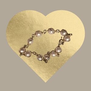 Elegant  Gold Tone Wrapped Faux Pearl Bracelet